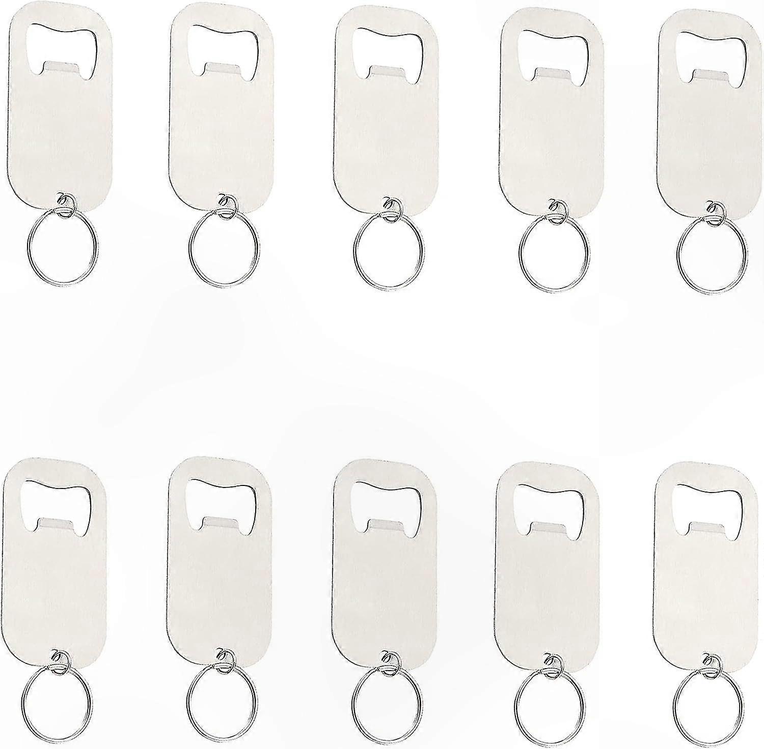 Schlüsselanhänger Mit Flaschenöffner Aus Edelstahl, 10er-pack, Silberner Metallring, Praktisches Accessoire Für Bierflaschen.
