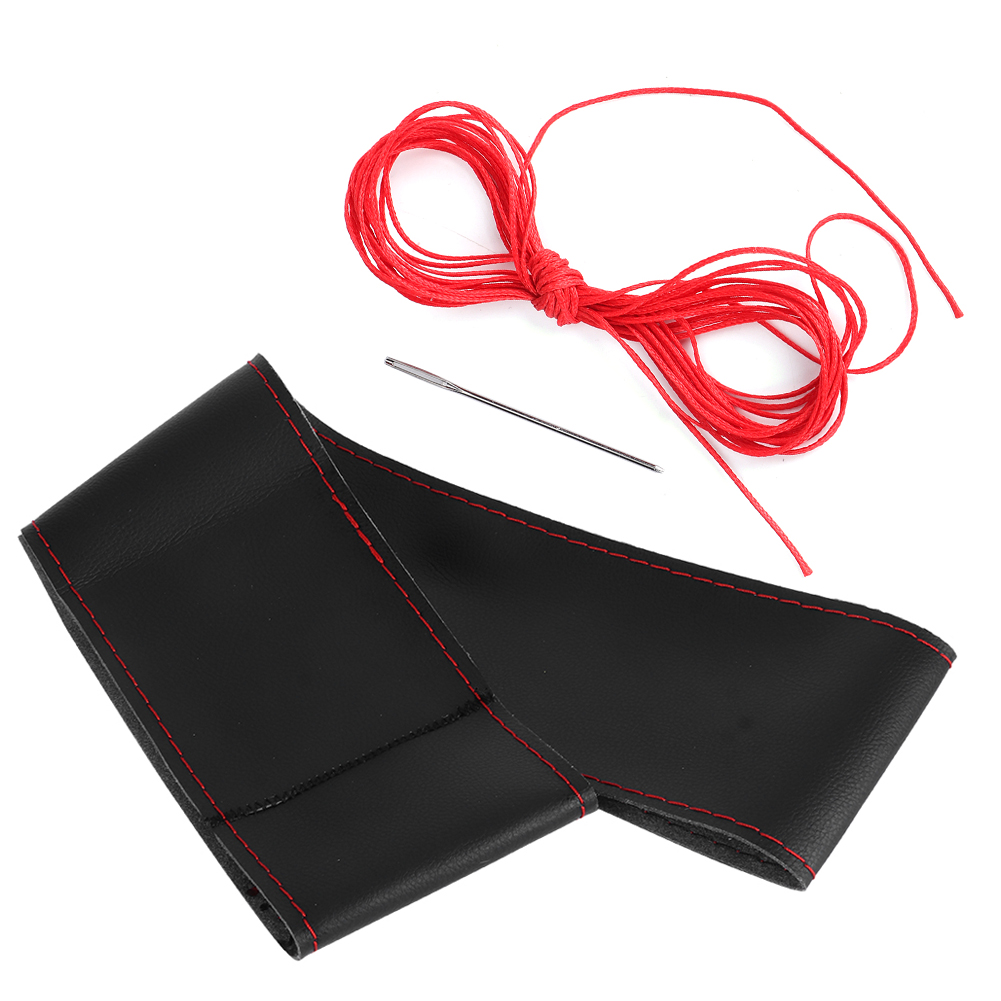 38 Cm (15 Zoll) Großer Lenkradbezug Aus Mikrofaserleder, Schwarz Und Rot, Universelles Diy-autoinnenraumzubehör