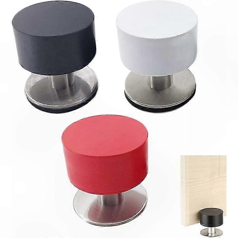 Set Mit 3 Türstoppern Aus Edelstahl Mit Stoßdämpfendem Gummi, Zur Wand- Oder Bodenmontage, Für Den Innenbereich Und Büros