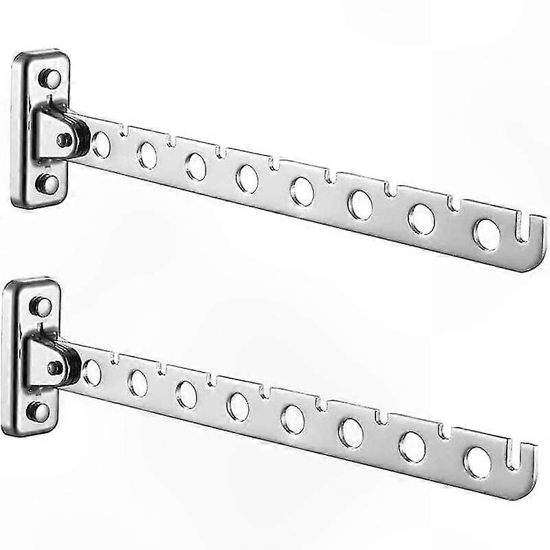 Zusammenklappbarer, Wandmontierter Wäschetrockner Aus Edelstahl, Set Mit 2 Kleiderhaken Für Platzsparende Aufbewahrung Und Einfache Montage