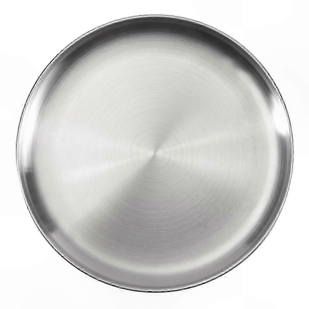 Silberner Edelstahlteller, 30 Cm, Flache Schale Für Knochen, Abtropfschale