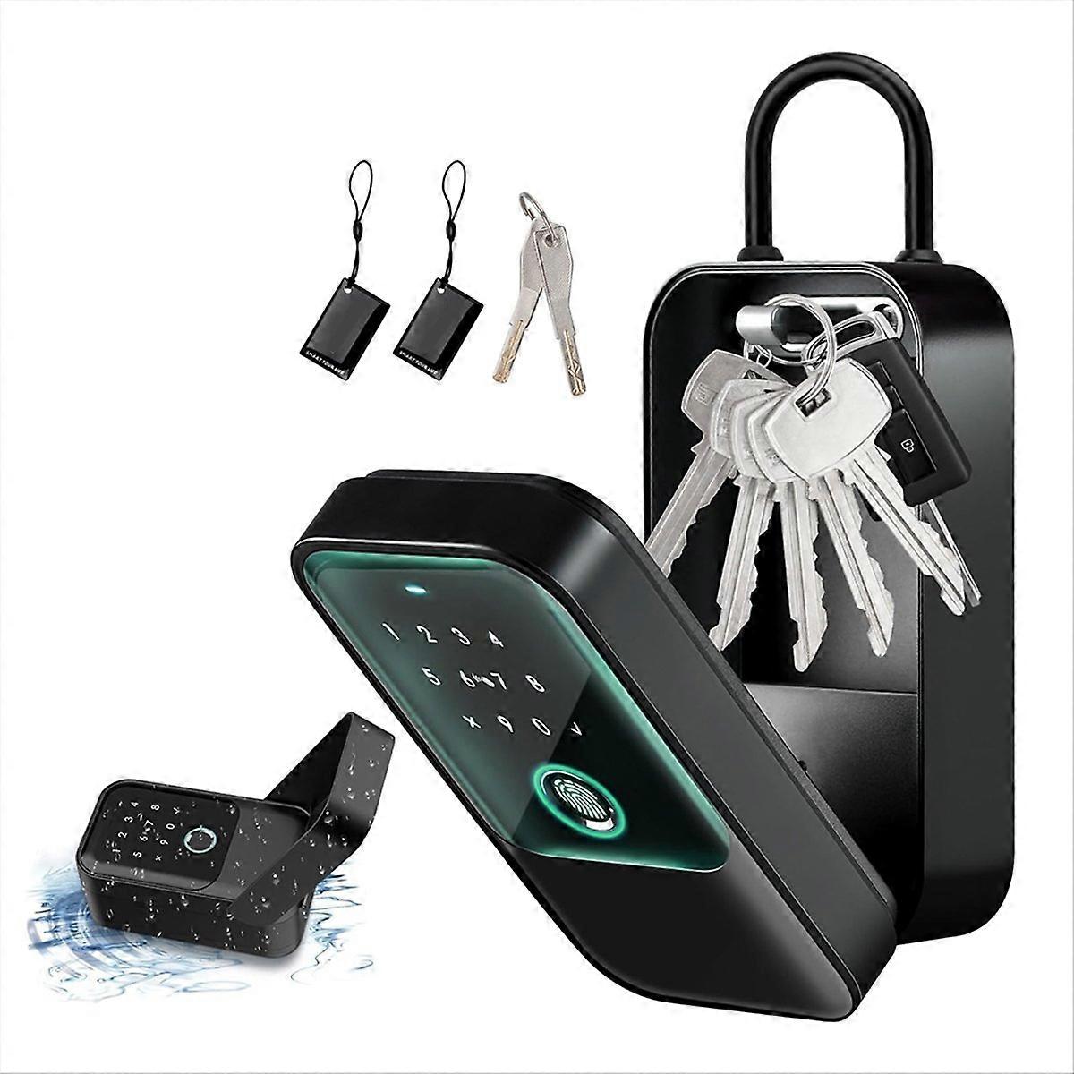 Schlüsselbetätigter Tresor Mit 5 Öffnungsmethoden: Fingerabdruck, Pin-code, Schlüssel, App, Nfc. Sicher, Robust, Ideal Für Den Innen- Und Außenbereich.