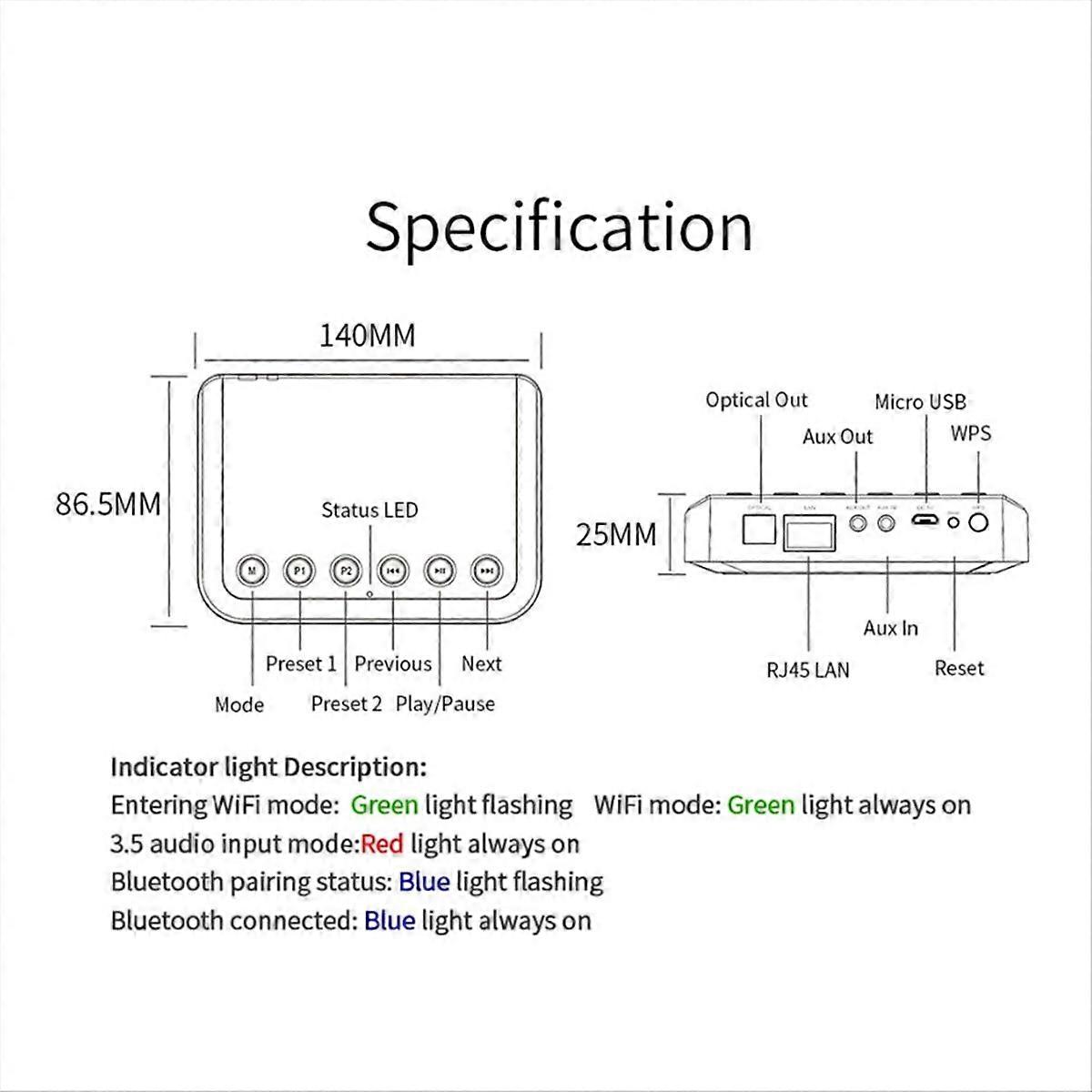 Multiroom-wlan-audioadapter Airplay Dlna Drahtloser Musikempfänger Streaming Hifi Multiroom
