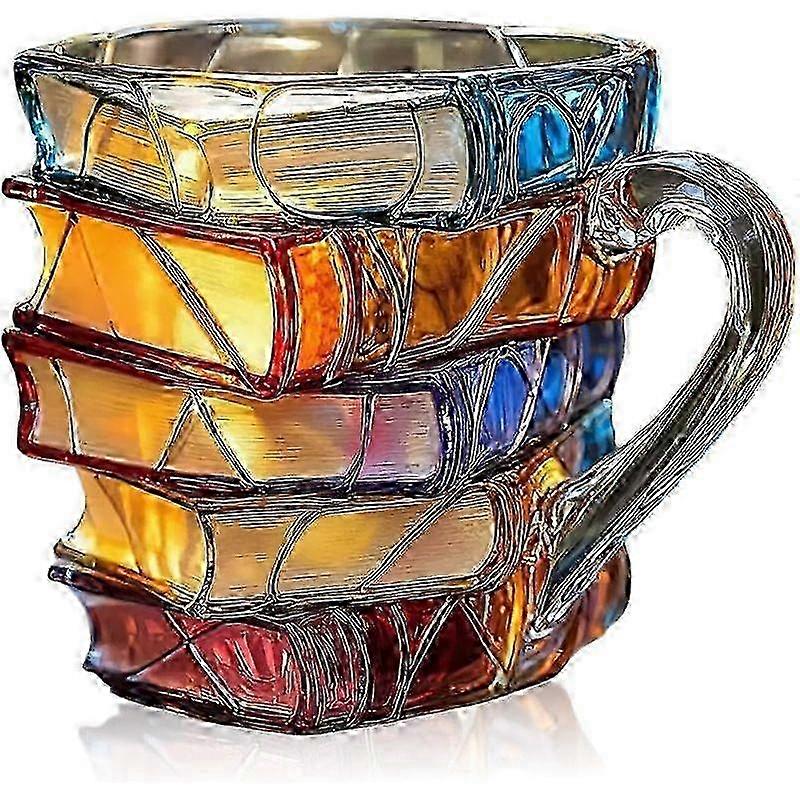 Handbemaltes Glas, Farbenfroher, Stapelbarer Acrylbecher Für Kaffee- Und Leseliebhaber, Einzigartiges Design