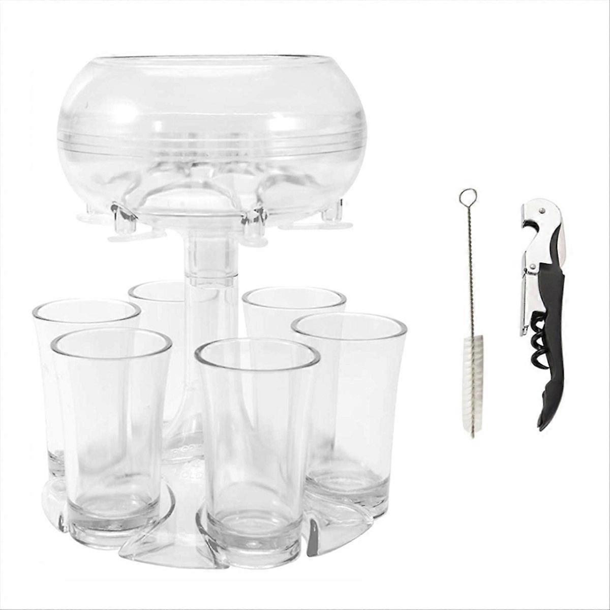 6-tassen-glasspender Mit Ständer, Set Mit 6 Trinkbechern, Wand- Oder Tischspender, Einfaches Nachfüllen Von Flüssigkeiten