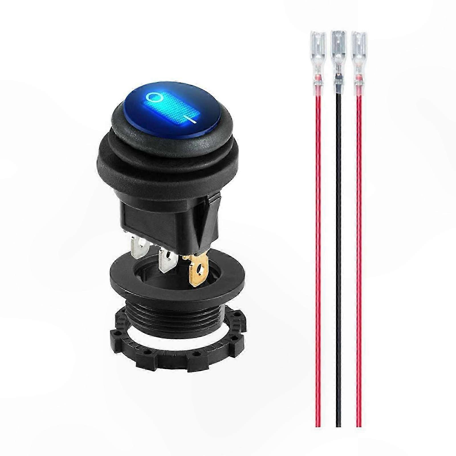 Wasserdichter Runder 12v-wippschalter Mit Led-anzeige, Für Armaturenbrett Und Boot, Beleuchteter Schalter In Marinequalität.
