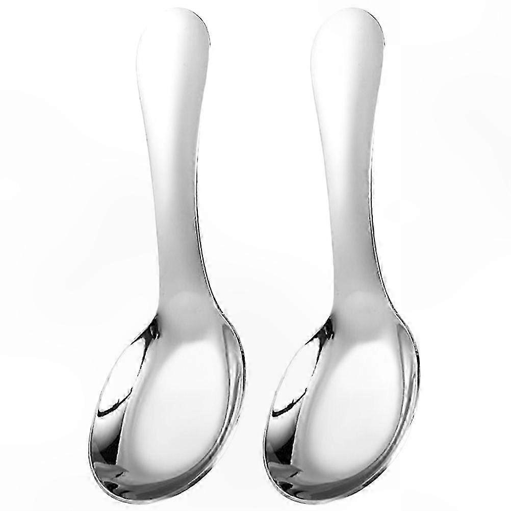 Edelstahllöffel Für Kinder, 2er-set, Geeignet Für Mahlzeiten, Desserts Und Reis, Langlebiger Edelstahl, Ergonomisches Design.