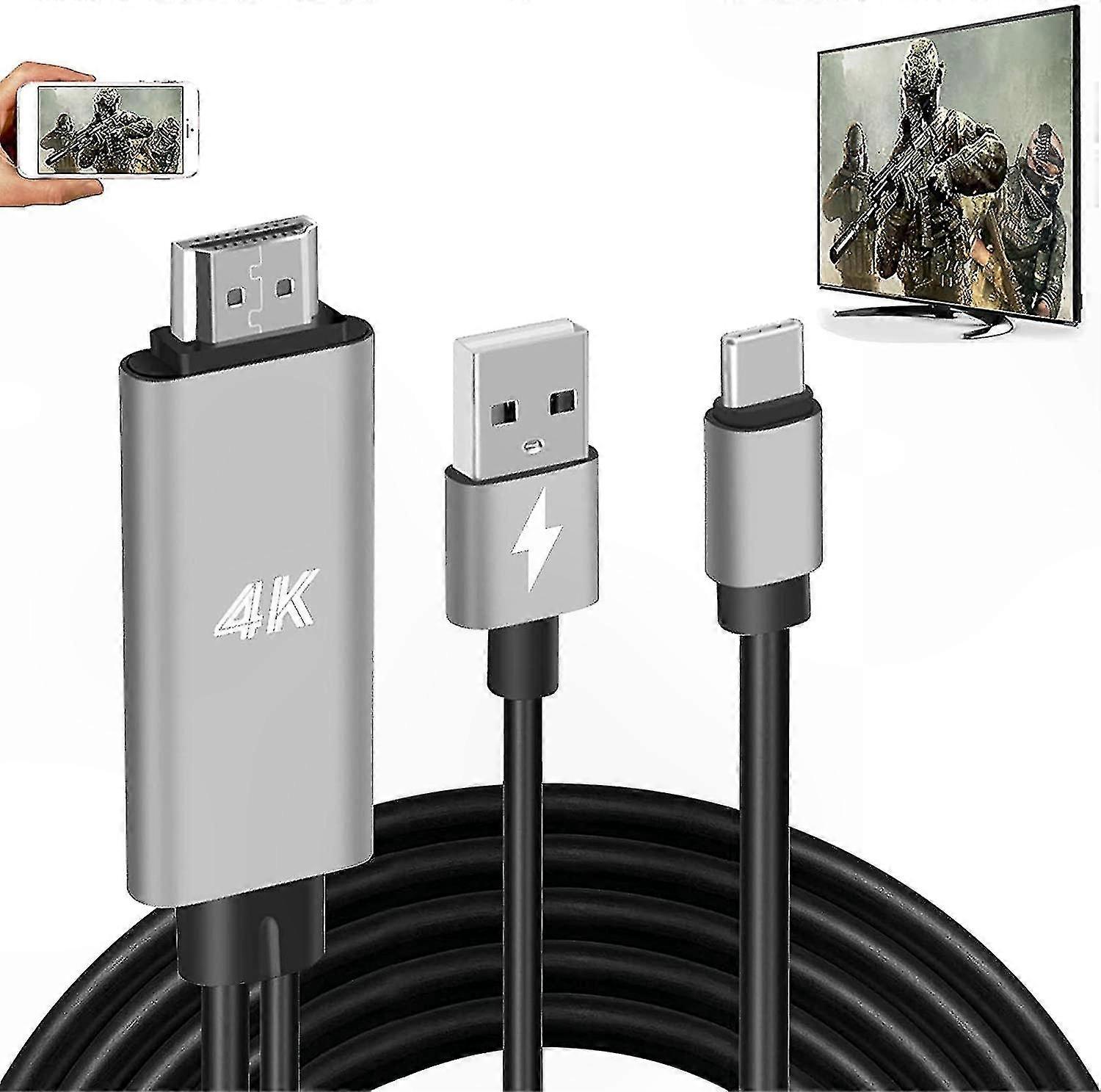 Usb-c Zu Hdmi 4k Uhd Adapter, Digitales Konvertierungskabel Mit Mhl-unterstützung, Kompatibel Mit Smartphones Und Computern, Hochauflösende Videoübertragung.