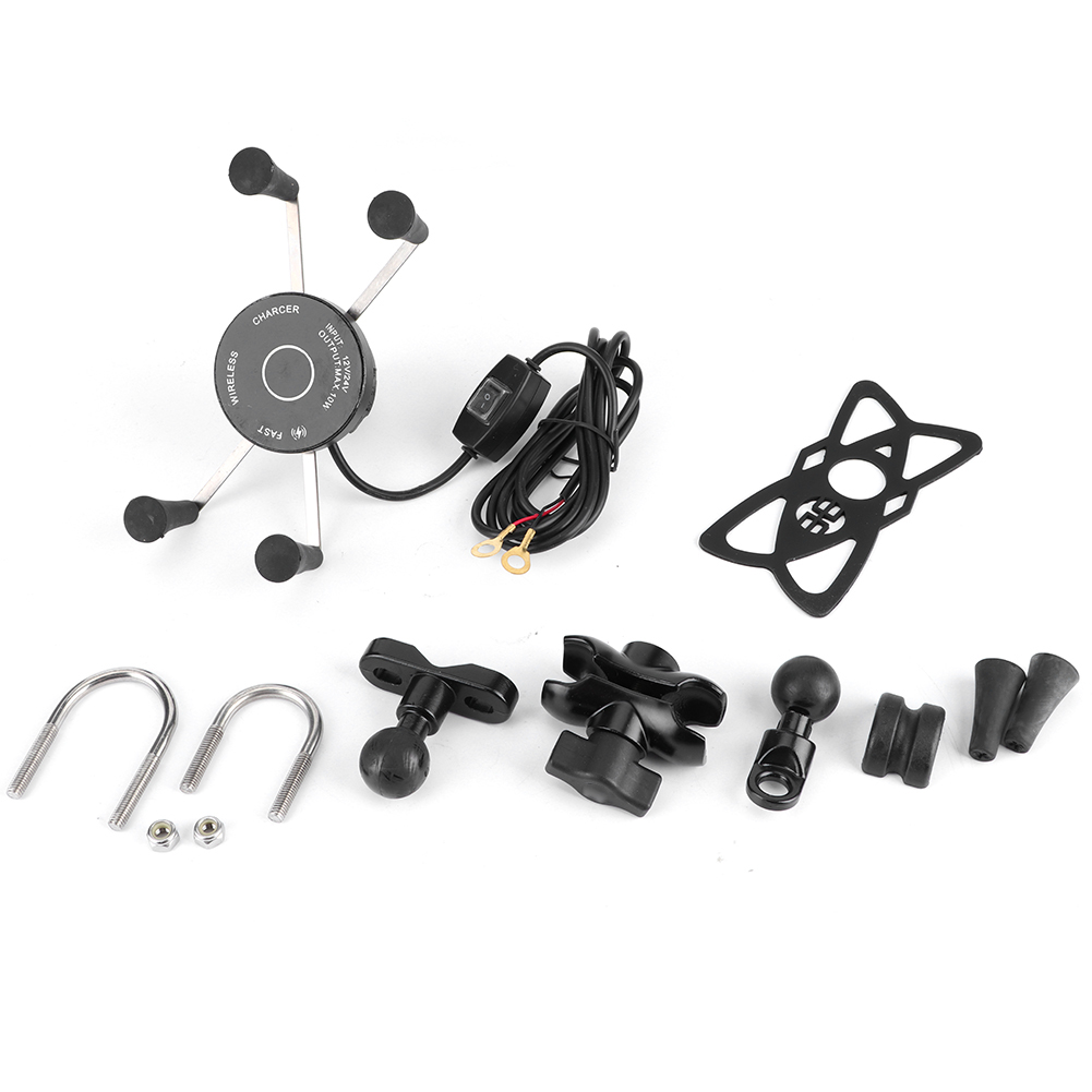 Wasserdichte Motorrad-handyhalterung Mit Schnellem Kabellosem Qc3.0-ladegerät, Ein-/ausschalter Und Lenkerbefestigung
