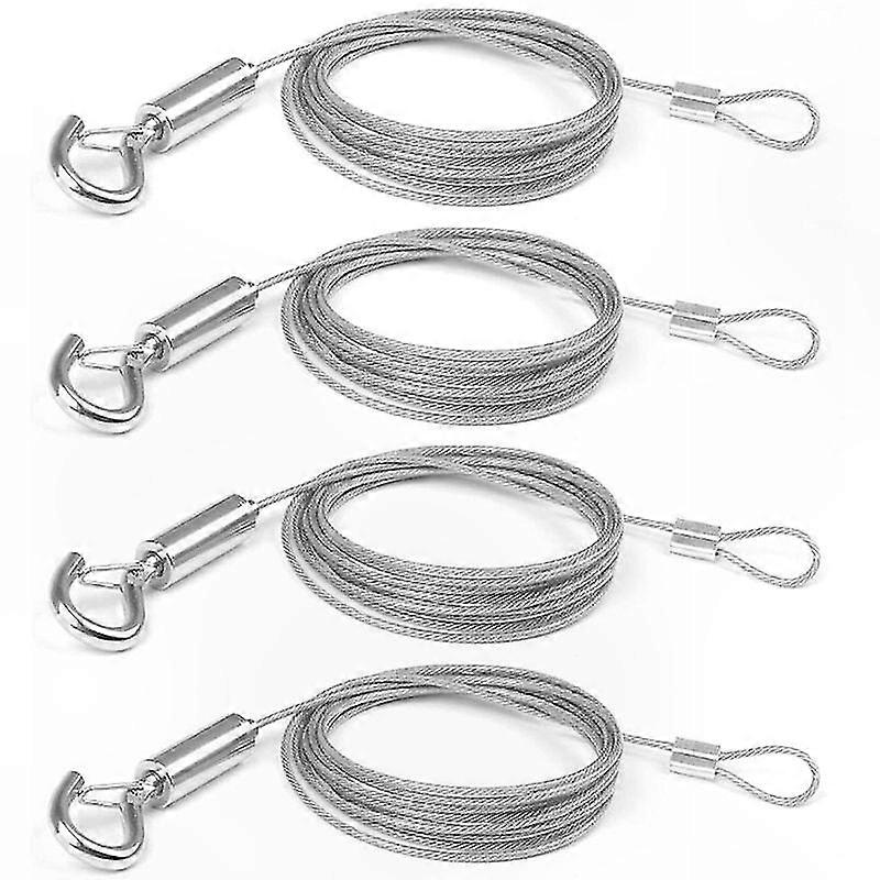 Verstellbares Edelstahlseil, Set Mit 4 X 2 M Langen Sicherheitsleinen Mit Haken, Ideal Zum Aufhängen Von Girlanden, Vorhängen Und Zum Trocknen Von Wäsche (1,5 Mm Dick)