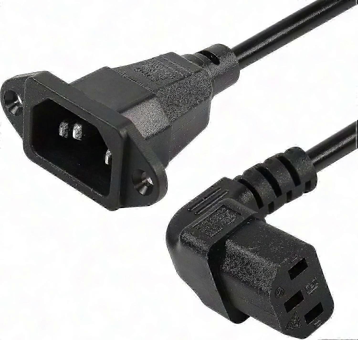 C14-versenkung Auf C13-buchse 90°-verlängerungskabel, Iec 320 C14-stecker Auf C13-winkelstecker 3-polig, Flexible Länge Für Monitore, Pcs Und Mehr