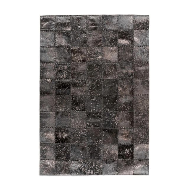 MeGusta Flachflor Teppich Animal PatchworkDesign Schwarz Leder 120x170 cm Ana