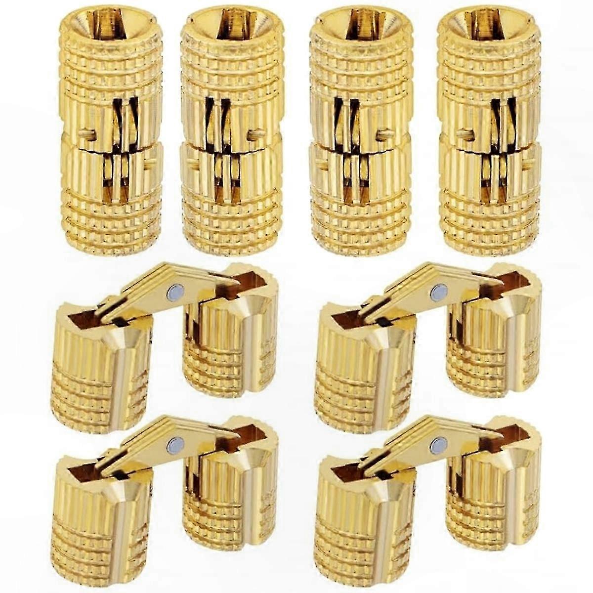 10 Mm Messing-scharnier Mit Verdeckter Öffnung, 8er-pack, 180° Öffnungswinkel, Ideal Für Möbel Und Heimwerkerprojekte, Zylindrisches Einlassscharnier