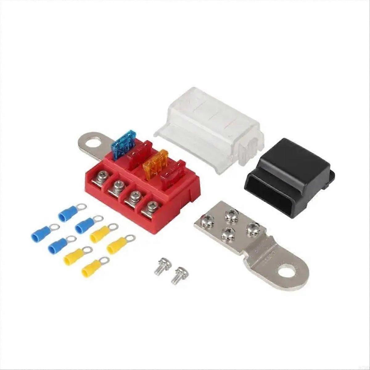 4-fach Flachsicherungsblock M10 100a 32v, Batterieanschluss, Schraubanschluss, Robuster Elektrischer Schutz Für Fahrzeuge Und Boote.