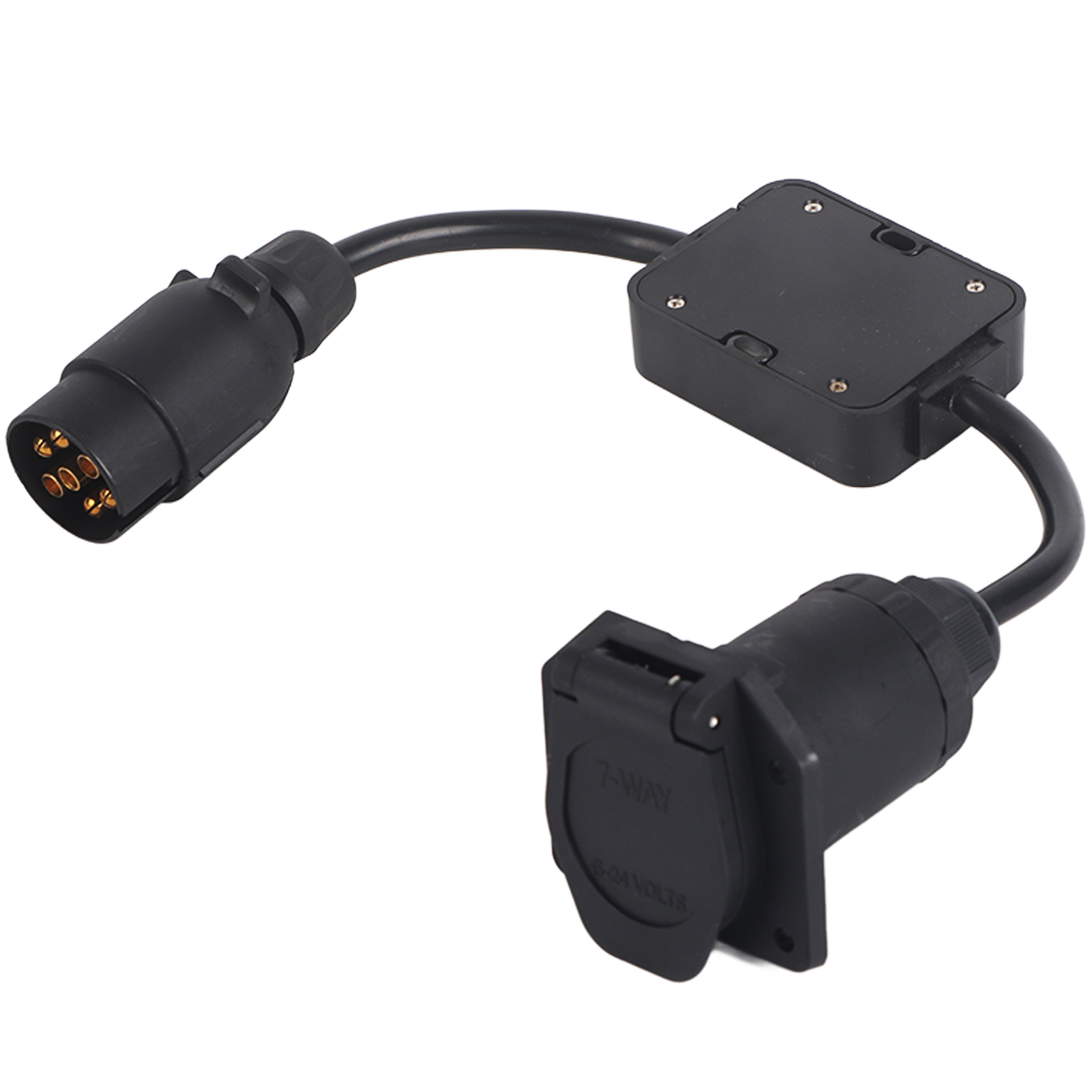 Umrüstadapter Für Anhängerbeleuchtungsanschluss, Europäischer 7-poliger Stecker Auf Amerikanischen 7-poligen Stecker.