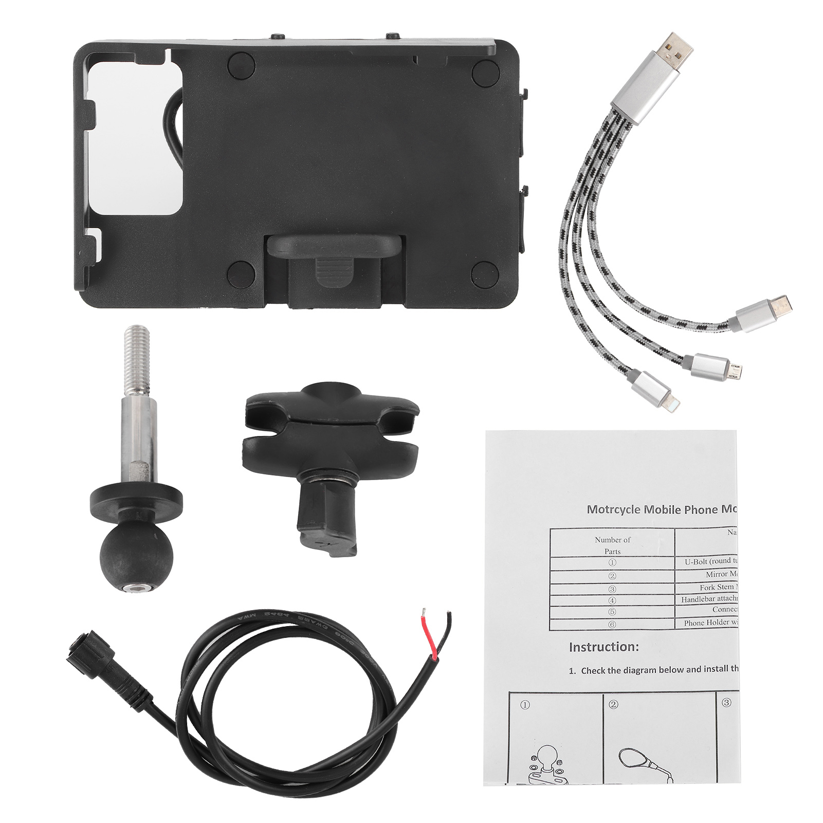 Motorrad-handyhalterung Mit Usb-ladegerät, Kompatibel Mit K 1600gt, R 1200 Rt, R 1250 Rt, Lenker-navigationshalterung