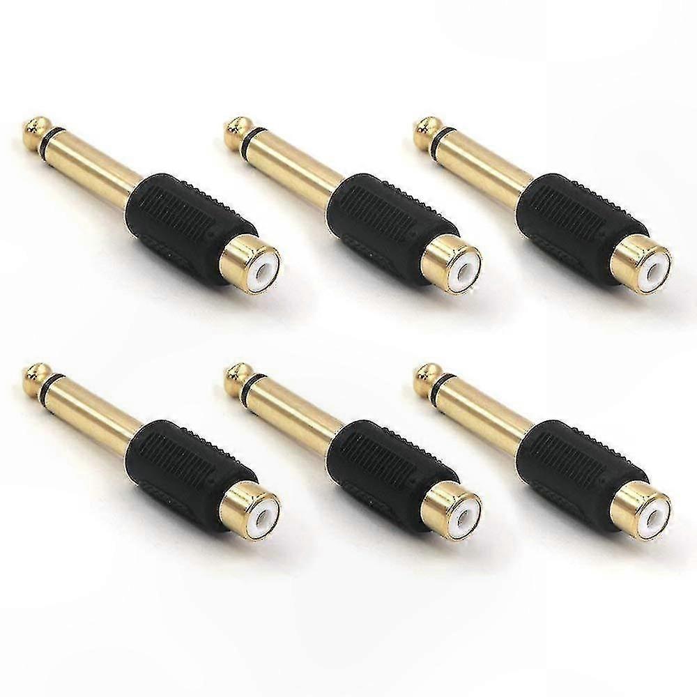 Set Mit 6 Rca-buchsen Auf 6,35-mm-mono-klinkenstecker-adaptern, Stereo-audio-anschlusskabel Für Instrumente Und Geräte, Professionelle Qualität