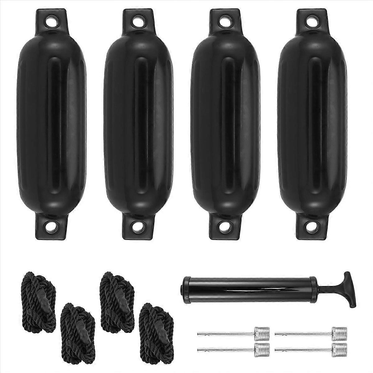 4 Aufblasbare Dockpads (4,5 X 16 Zoll), Gerippte Marine-fender, 6,5 Fuß Lange Ankerstifte Inklusive