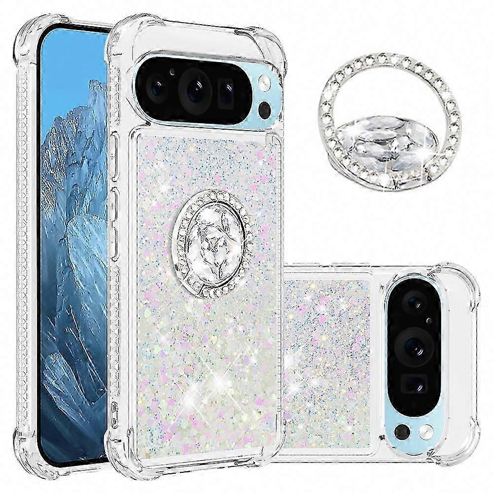 Google Pixel 10 Pro Tpu-hülle Mit Ständer, Stoßfester Schutz, Grünes Herzmuster In Quicksand-optik, Robuster Schutz