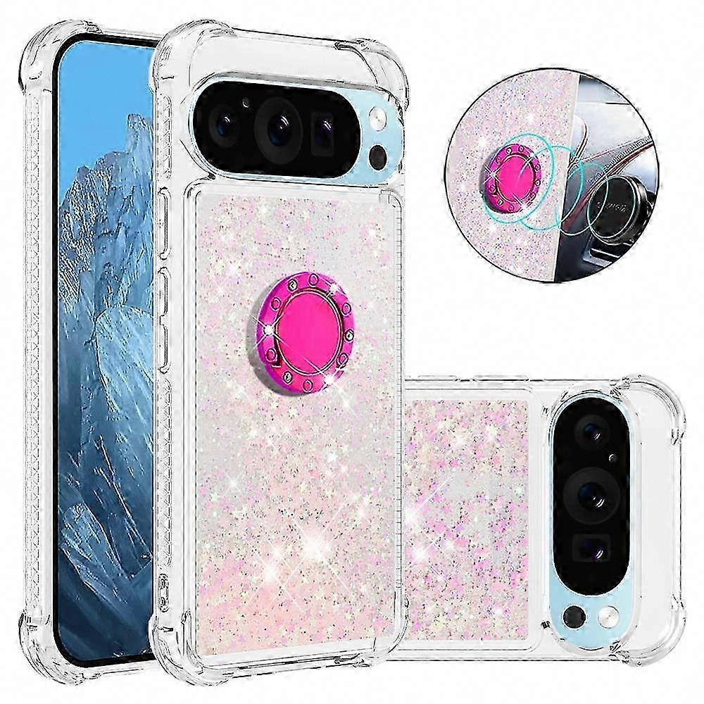 Google Pixel 10 Pro Tpu-hülle Mit Ständer, Stoßfester Schutz Mit Grünem Treibsand- Und Herzmuster, Leichte Und Stoßfeste Hülle
