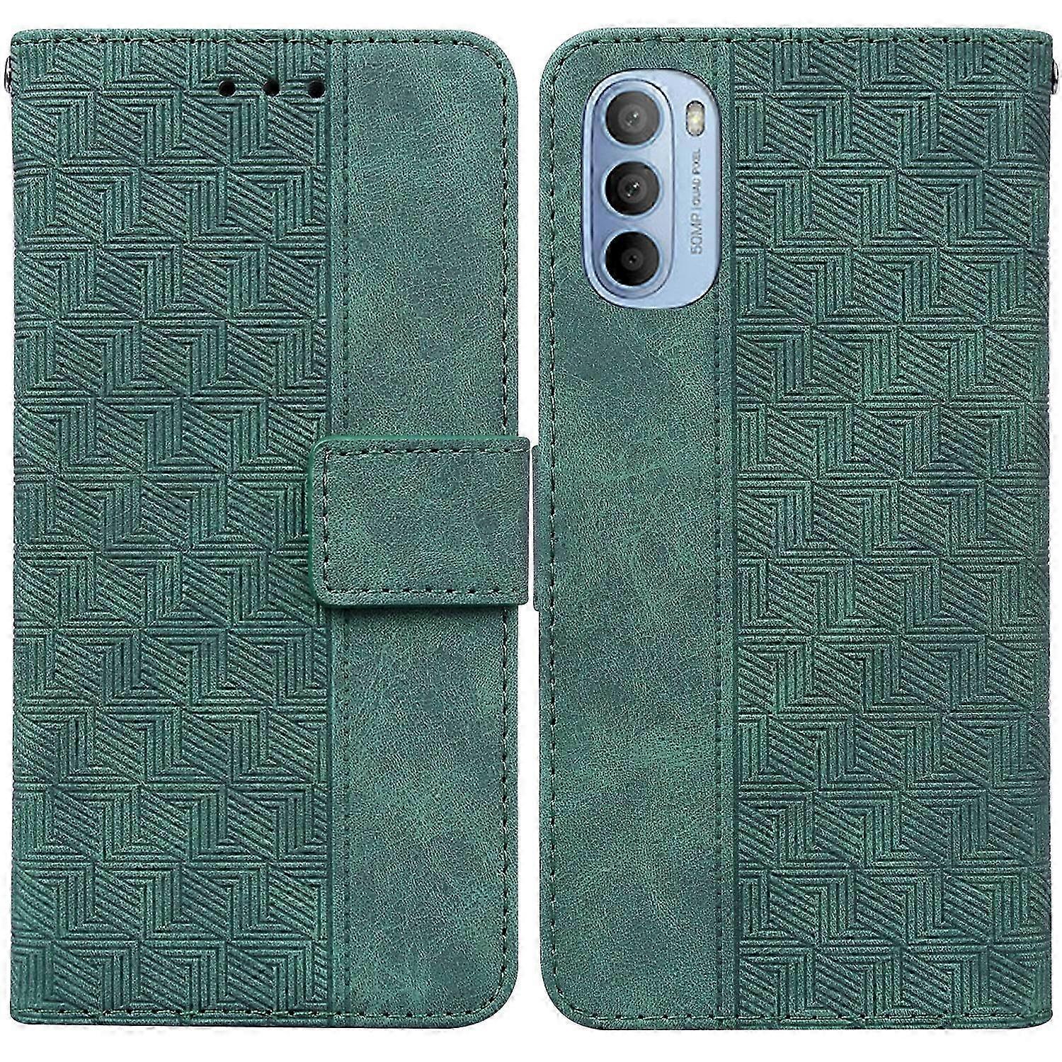 Lederhülle Für Moto G31/g41, Geprägtes Geometrisches Muster, Elegante Schutzhülle, Hochwertige Verarbeitung, Strukturiertes Design, Robustes Und Edles Accessoire.