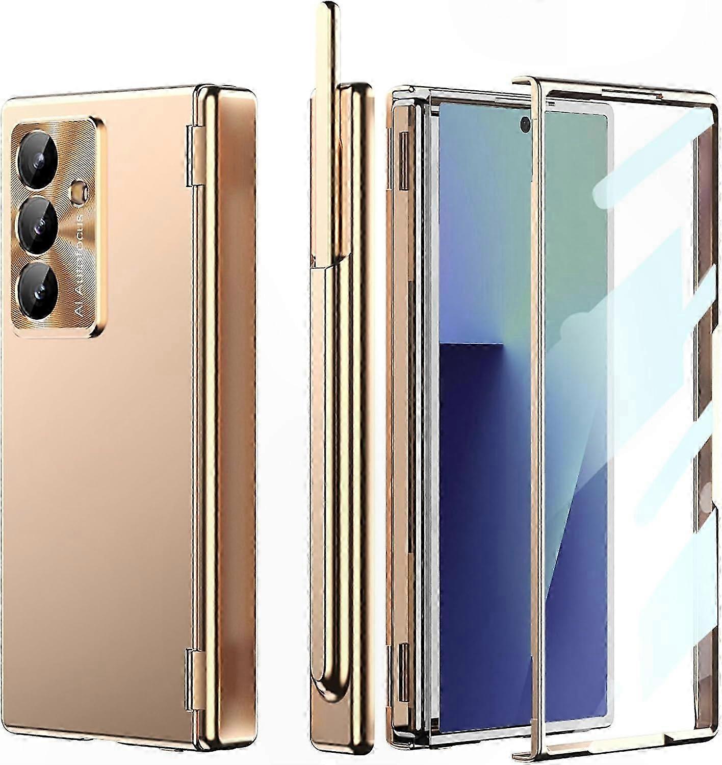 Vollständige Schutzhülle Mit Stifthalterung, Kompatibel Mit Galaxy Z Fold 7, Scharnierverriegelung, Inklusive Displayschutzfolie, Schlankes Und Leichtes Design, Stoßfeste Hartschale