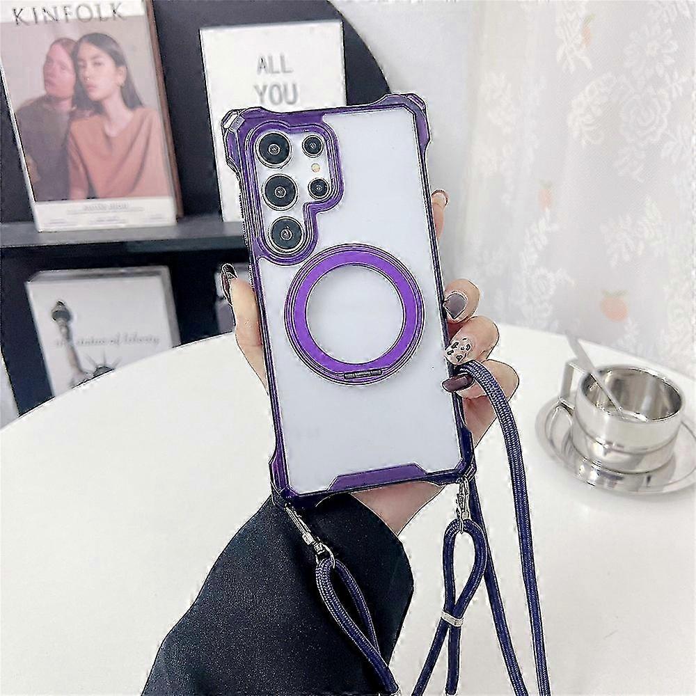 Magnetische Hülle Mit Ring Und Ständer Für Galaxy S25 Ultra, Tpu + Pc-hülle, Rundumschutz, Inklusive Trageband, Kompatibles Modell
