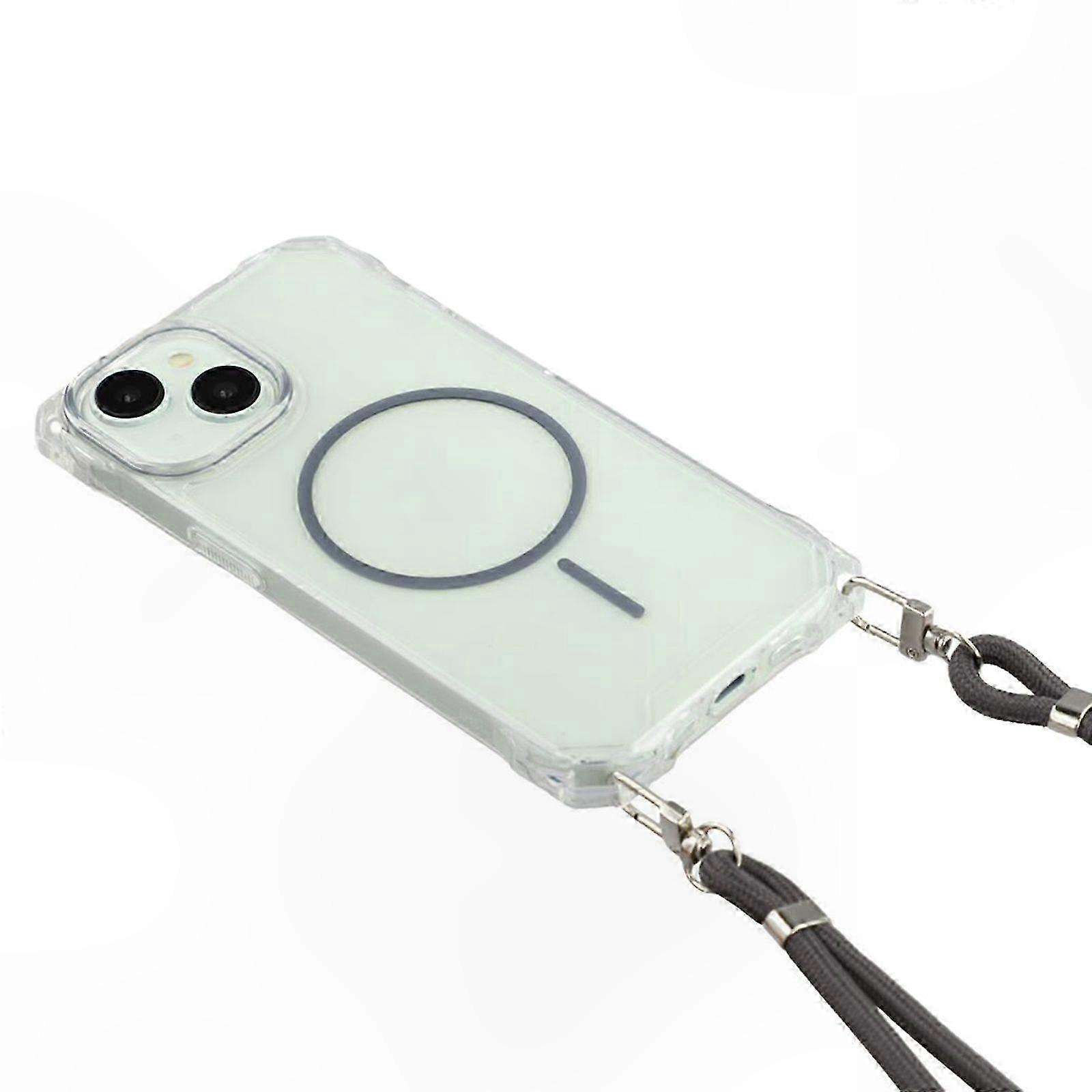 Magnetische Hülle Für Iphone 15 Mit Trageschlaufe, Stoßfeste Tpu- Und Pc-abdeckung, Verstärkter Schutz, Transparente Rückseite
