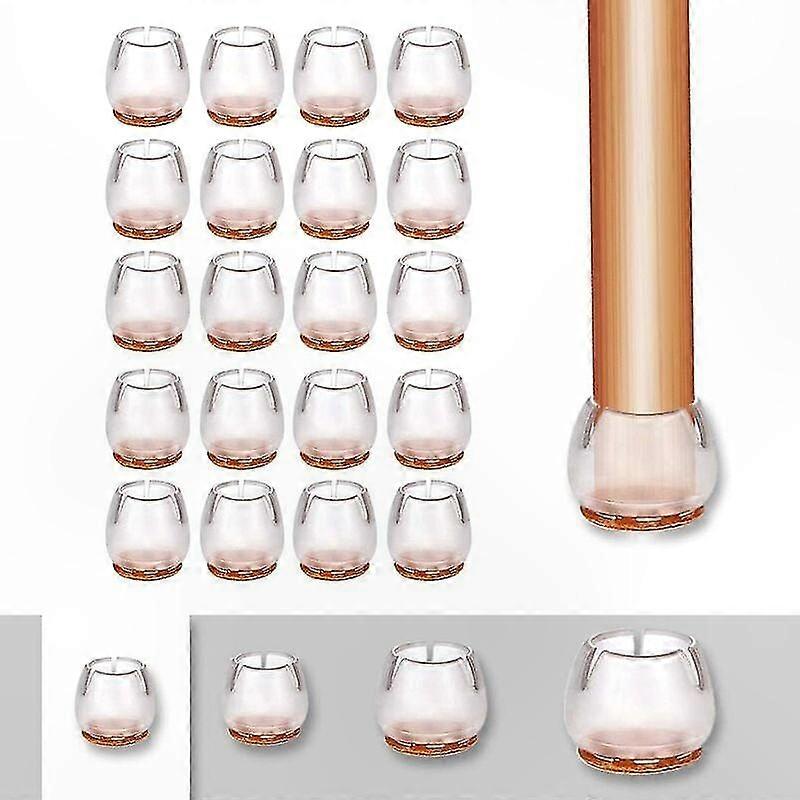 Set Mit 20 Silikon-stuhlbeinschonern, Möbelbeinkappen Mit Filzgleitern, Größe 17–21 Mm Für Stühle Und Hocker