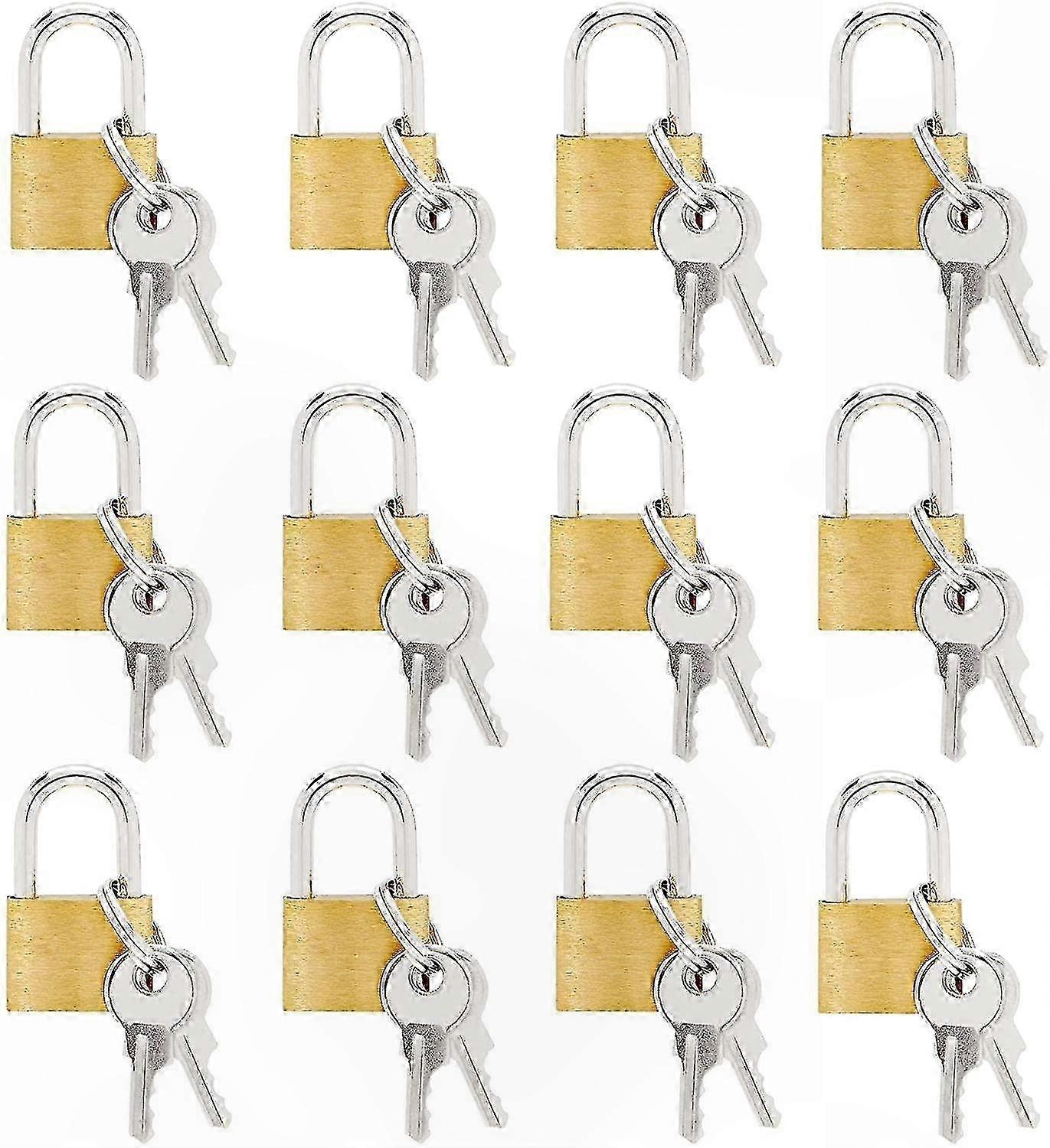 Set Mit 12 Miniatur-vorhängeschlössern Inklusive Schlüsseln, Sicherheitsschlösser Für Koffer, Schmuckkästchen Und Tagebücher.