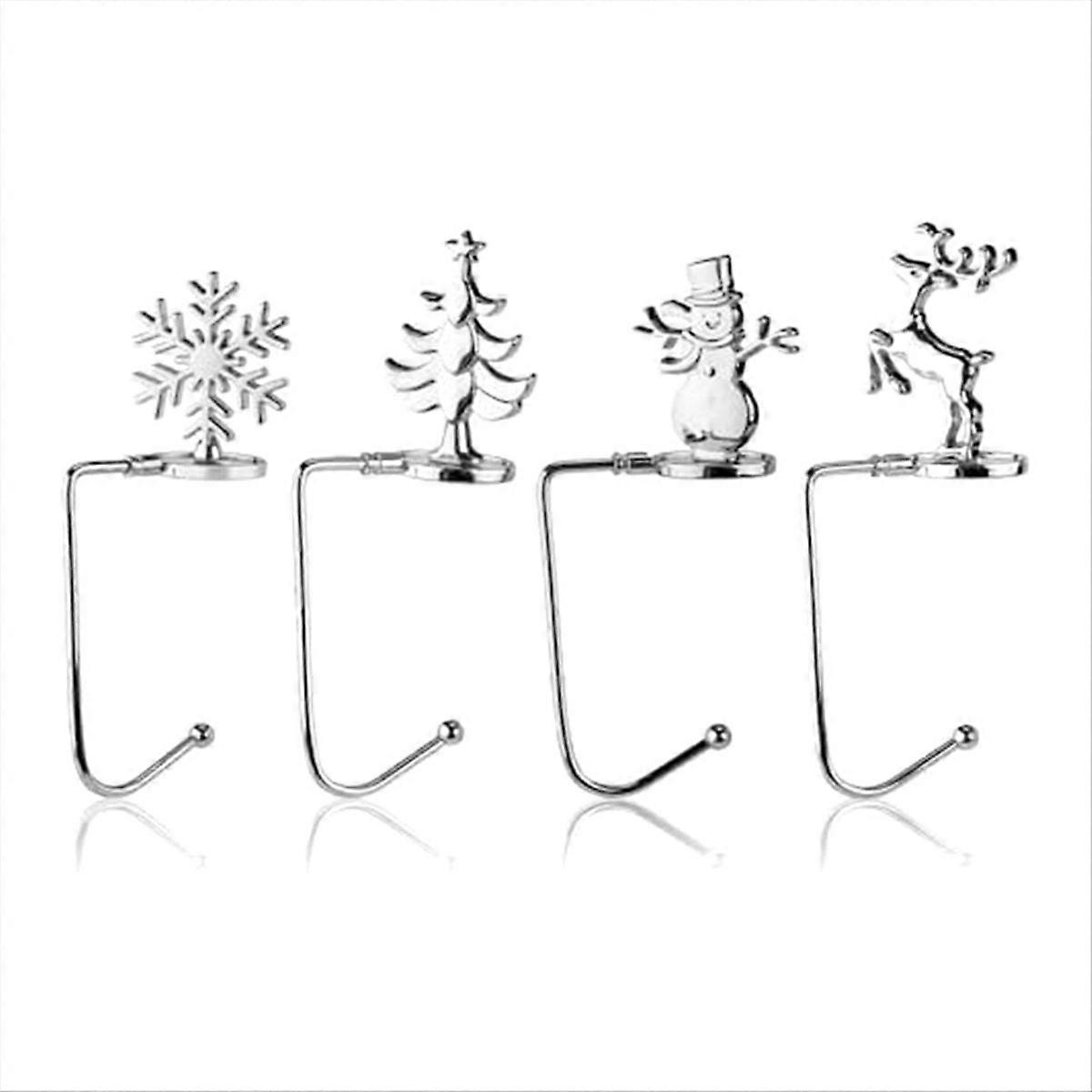 Set Mit 4 Weihnachtsstrumpfhaltern, Schneeflockendekoration Am Weihnachtsbaum