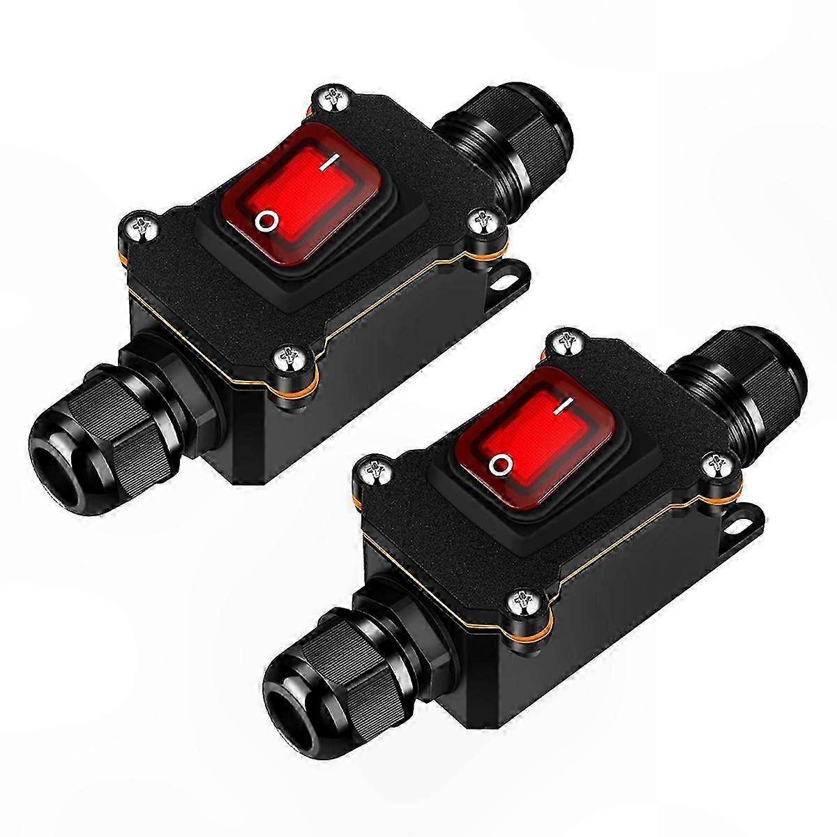 Wasserdichter 12v-wippschalter Mit Roter Led-anzeige, 2er-pack, Kabelsteuerung Für Boot, Auto Und Wohnmobil