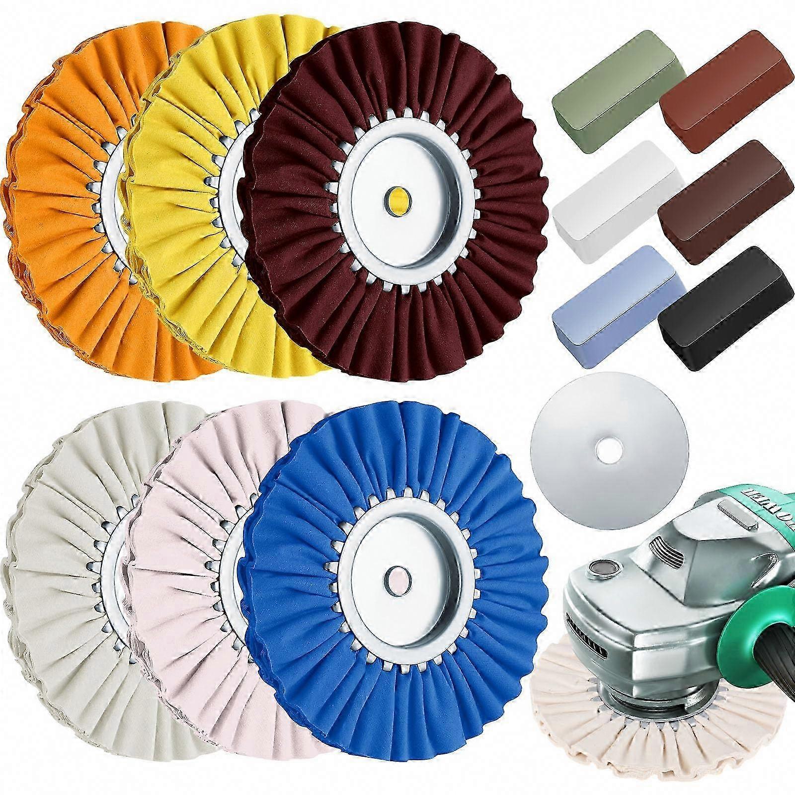 Set Mit 12 Polierscheiben (8 Zoll Durchmesser), 5/8-zoll-bohrung, Lamellenscheiben Für Metall Und Aluminium, Polierset Für Bohrmaschinen