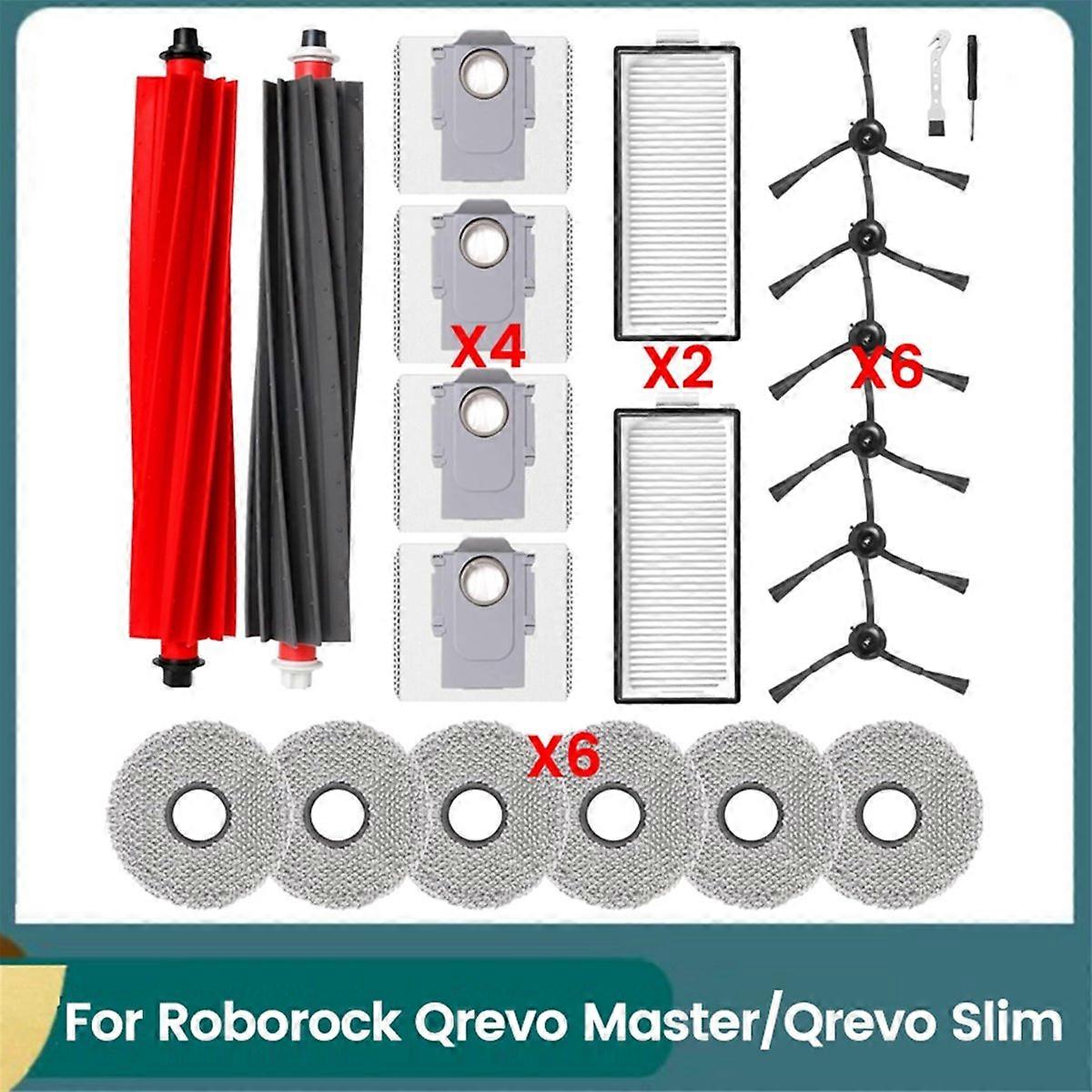 Hauptseitenbürste + Hepa-filter + Wischpads Für Qrevo Master/slim, Komplettes Ersatzteilset, Reinigungszubehör, Ersatzteile, Wartungsset, Kompatibler Saugroboter, Hohe Effizienz, Weiß.