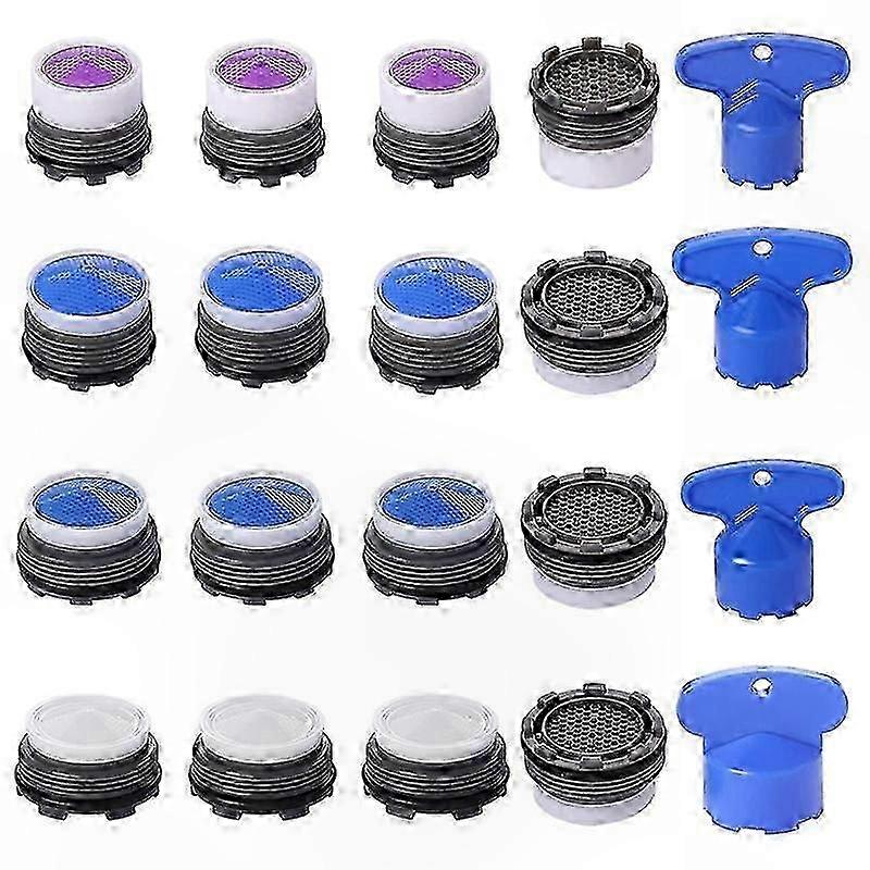 Packung Mit 20 Strahlreglern Für Wasserhähne, M16,5, M18,5, M21,5, M24, Wassersparende Durchflussbegrenzer Für Mischbatterien, Umweltfreundliches Waschbeckenzubehör Mit Adapter