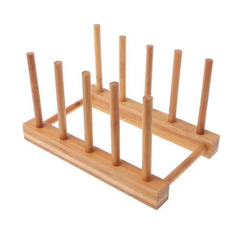 Abtropfgestell Aus Holz Für Teller Und Pfannen, Natürliches Aufbewahrungsregal, Geschirrständer Aus Bambus, Für Die Küchenarbeitsplatte, Robust Und Elegant