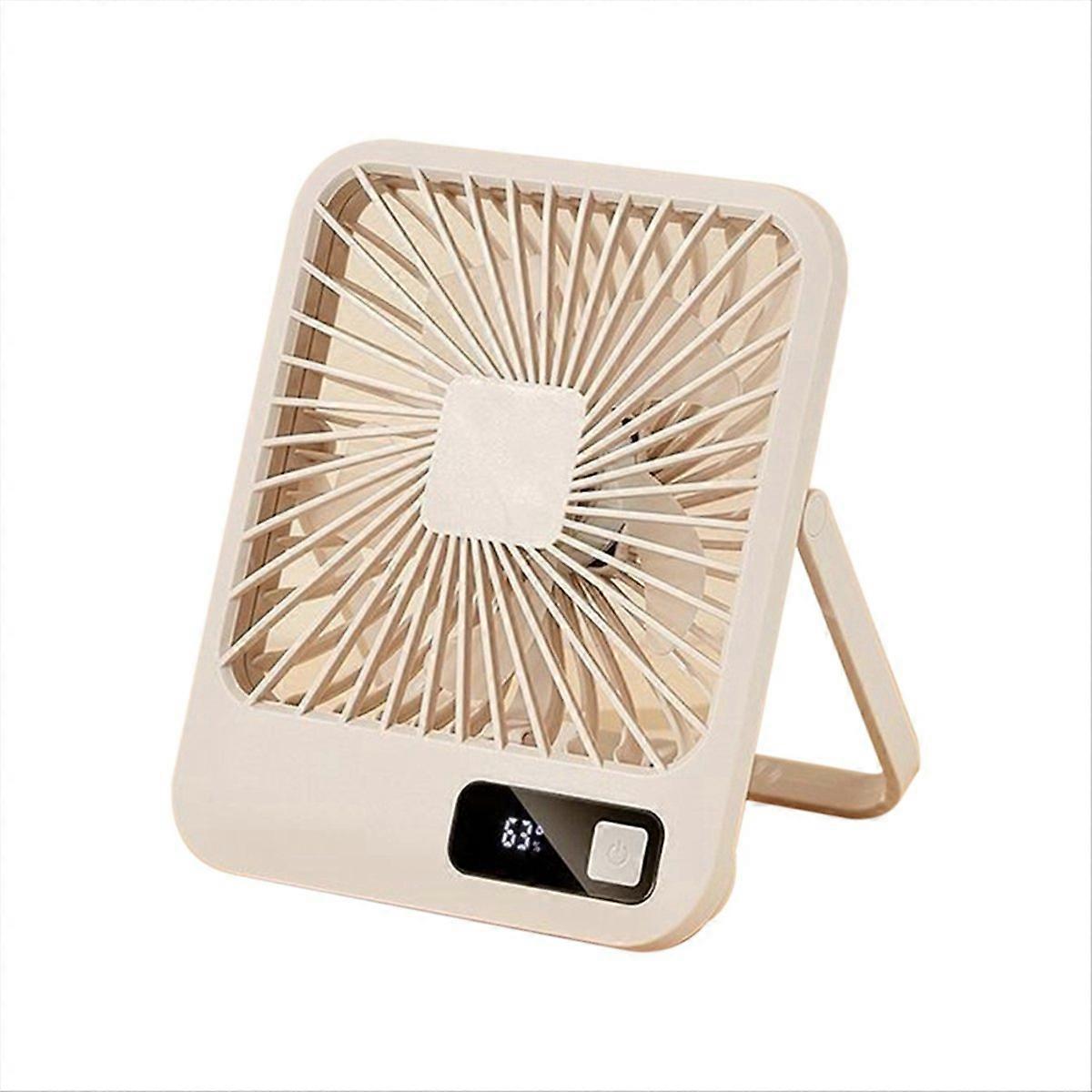Schlanker, Wiederaufladbarer Tischventilator, Khakifarbenes Modell, Mit Verschiedenen Netzteilen Für Büro Und Zuhause, Leise Und Tragbar