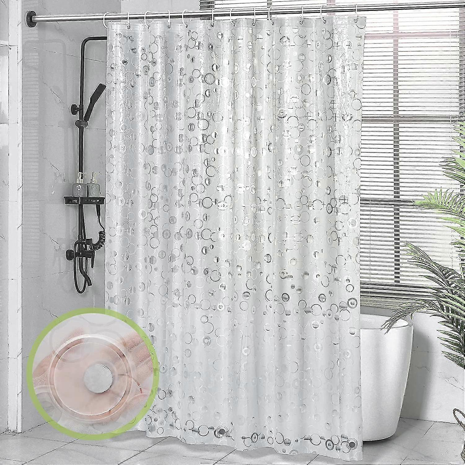Wasserdichter Eva-duschvorhang 183 X 183 Cm, Halbtransparent, Schimmelresistent, Mit 12 Haken, Waschbar Fürs Badezimmer