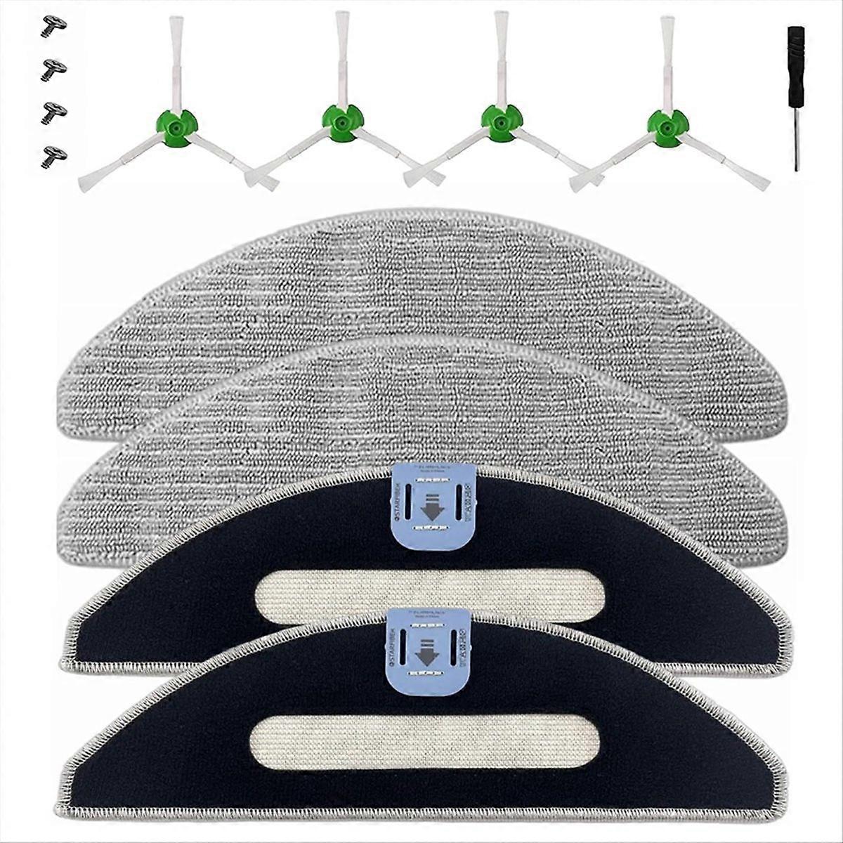 Set Mit 5 Seitenbürsten Und Waschtüchern Für Saugroboter, Ersatzreinigungsbürsten, Kompatibles Zubehör Für Saugroboter, Bodenpflegeset Mit Mikrofasertüchern, Ersatzteile Für Saugroboter