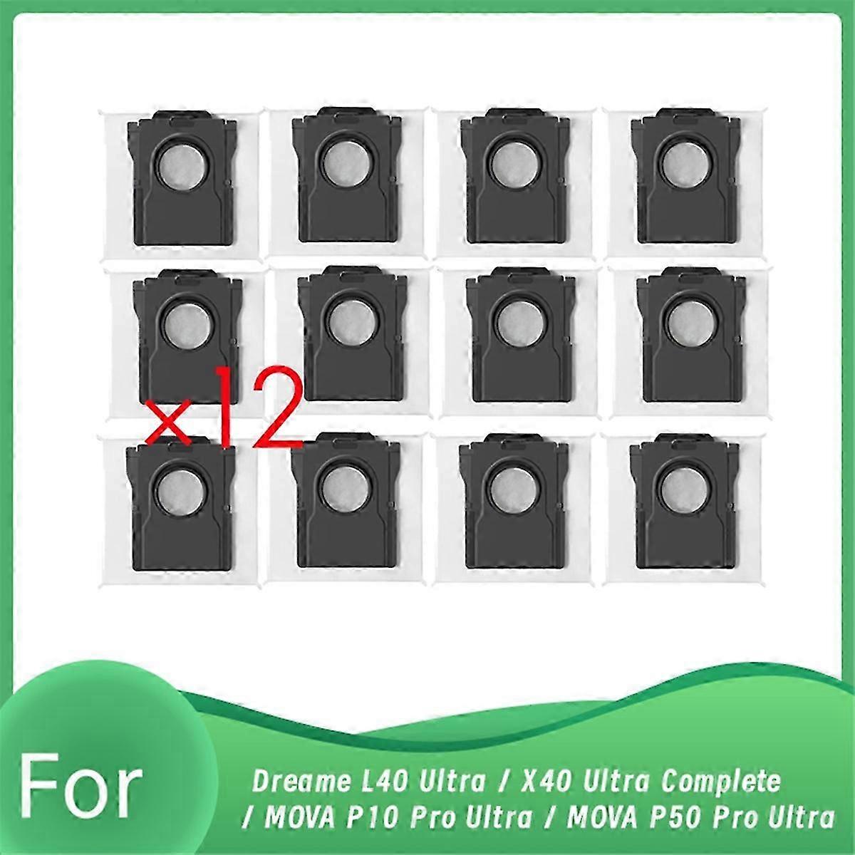 Packung Mit 12 Ersatzstaubbeuteln Für Saugroboter, Kompatibel Mit Dreame L40, X40, Mova P10, P50