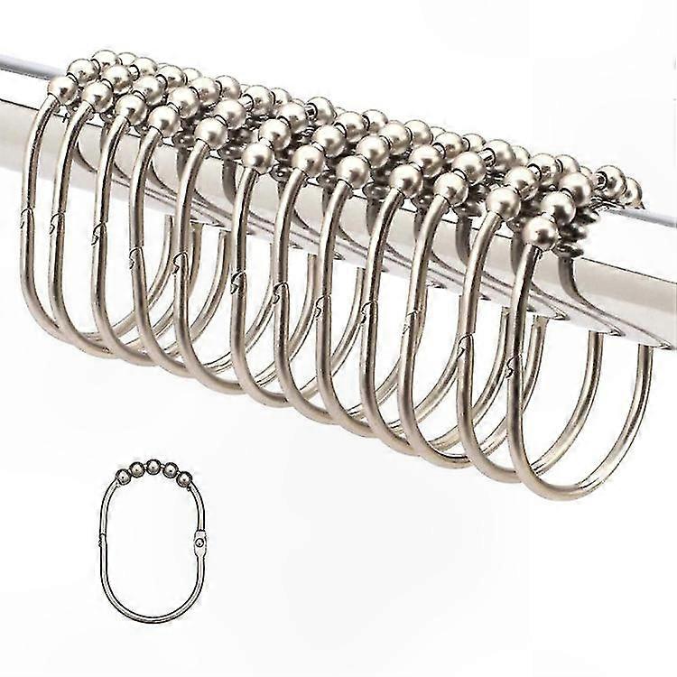 Leichtgängige Duschvorhanghaken Mit Rollen, Dekorative Ringe Aus Satiniertem Nickel, 12er-set (6,5 X 4,4) Für Leichtes Gleiten Und Ein Elegantes Badezimmer.