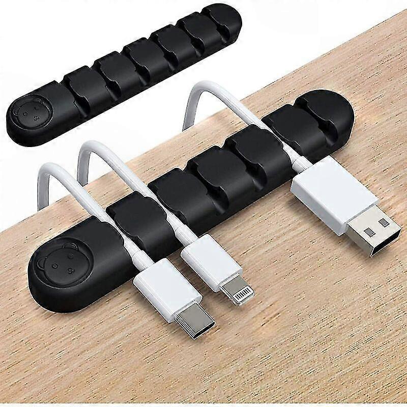 Silikon-kabelhalter Mit 6 Schlitzen, 2er-pack Selbstklebende Kabelmanagement-clips Für Schreibtisch, Ladekabel-organizer, Pc, Maus Und Zubehör