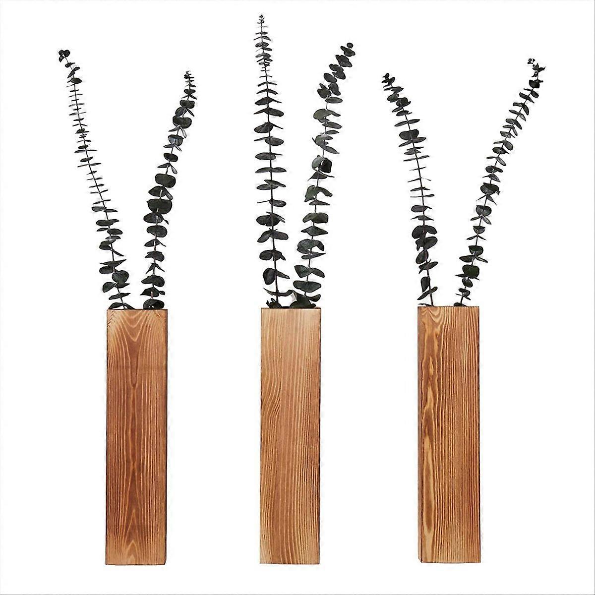 Set Mit 3 Wanddekorationen Aus Holz Für Zimmerpflanzen, Rustikale Paneele
