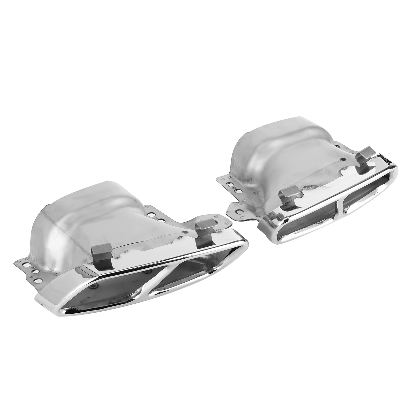 2 Vierfach-auspuffendrohre Aus Silberverchromtem Edelstahl, Kompatibel Mit Mercedes-amg A45 W176 Cla45 C117 2013-2018
