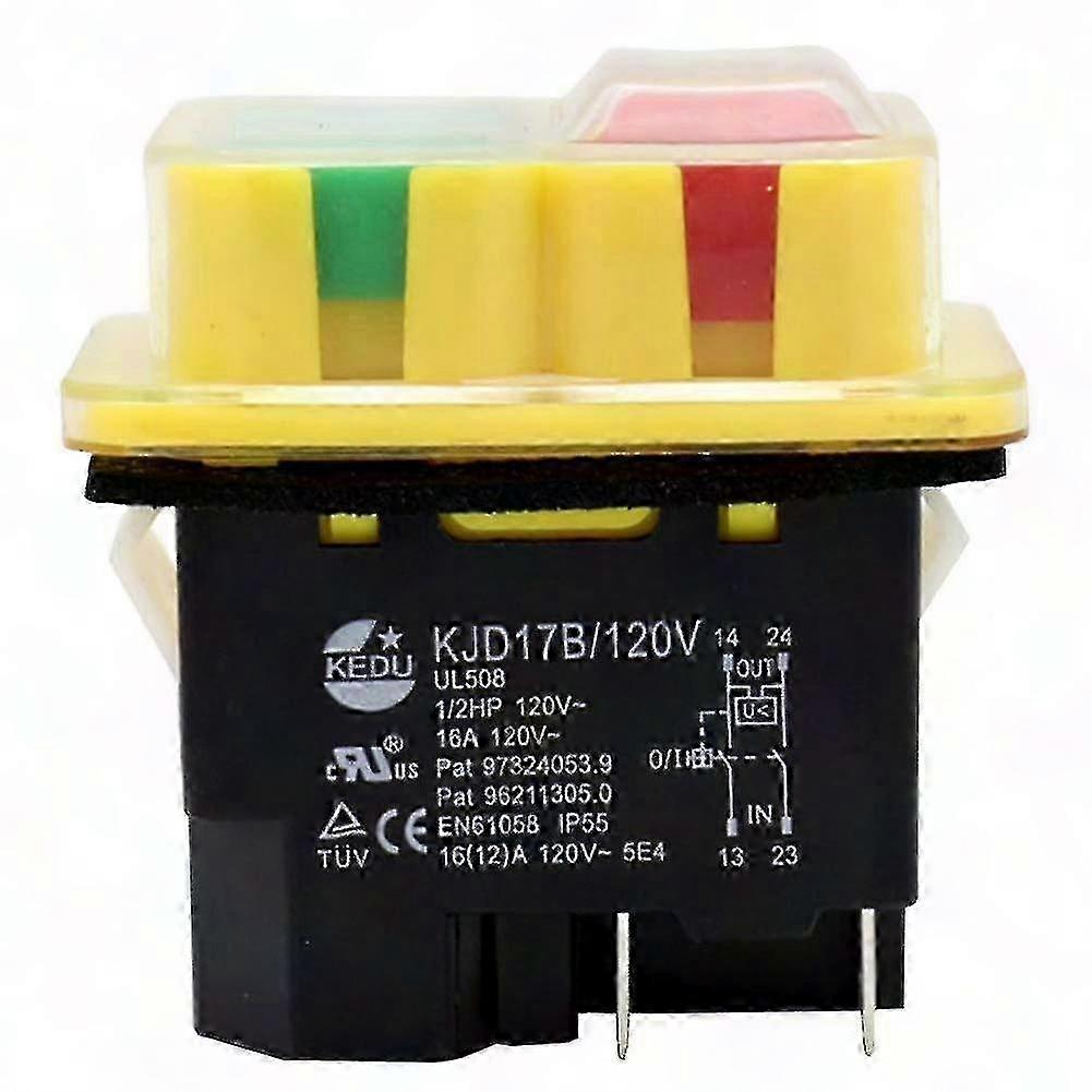 Kedu Kjd17b 120v/16a Wasserdichter 4-poliger Industrie-elektromagnetschalter, Druckknopf Ein/aus Für Maschinen