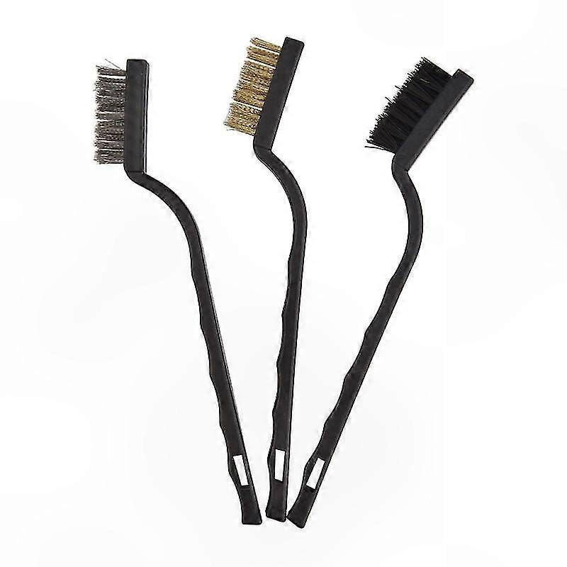 Set Aus 3 Metallbürsten Aus Edelstahl, Messing Und Nylon Zur Rostentfernung Und Reinigung Von Schweißschlacke.