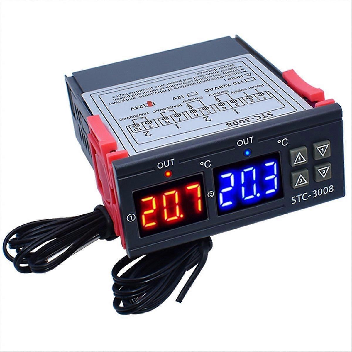 Digitalthermostat -3008 Doppelrelais-temperaturregler, 2-ausgangsregler, Hohe Genauigkeit