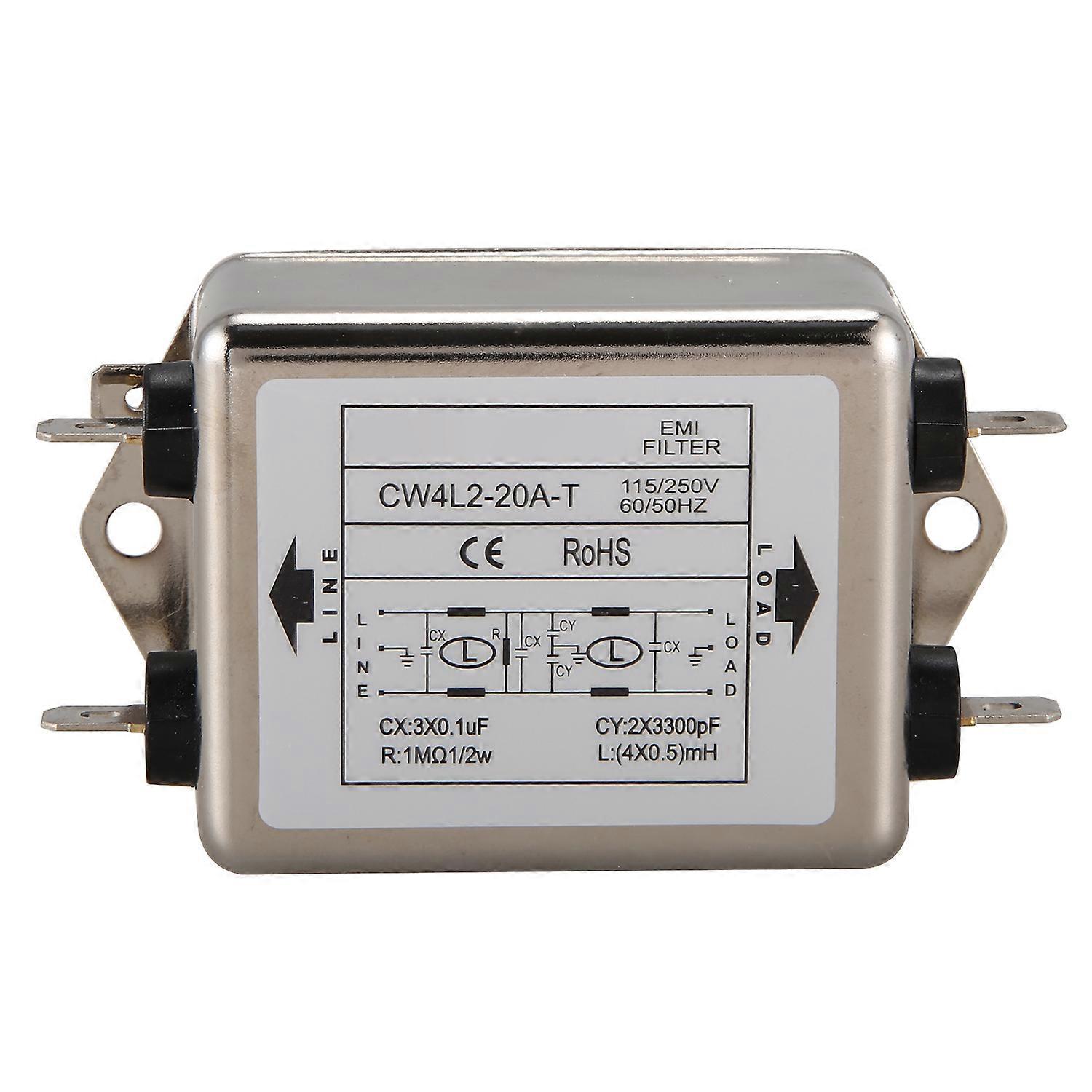 Einphasen-netzfilter Cw4l2-20a-t, 20 A, Wechselstrom 115 V/250 V, 50/60 Hz, Störfestigkeit, Industriequalität