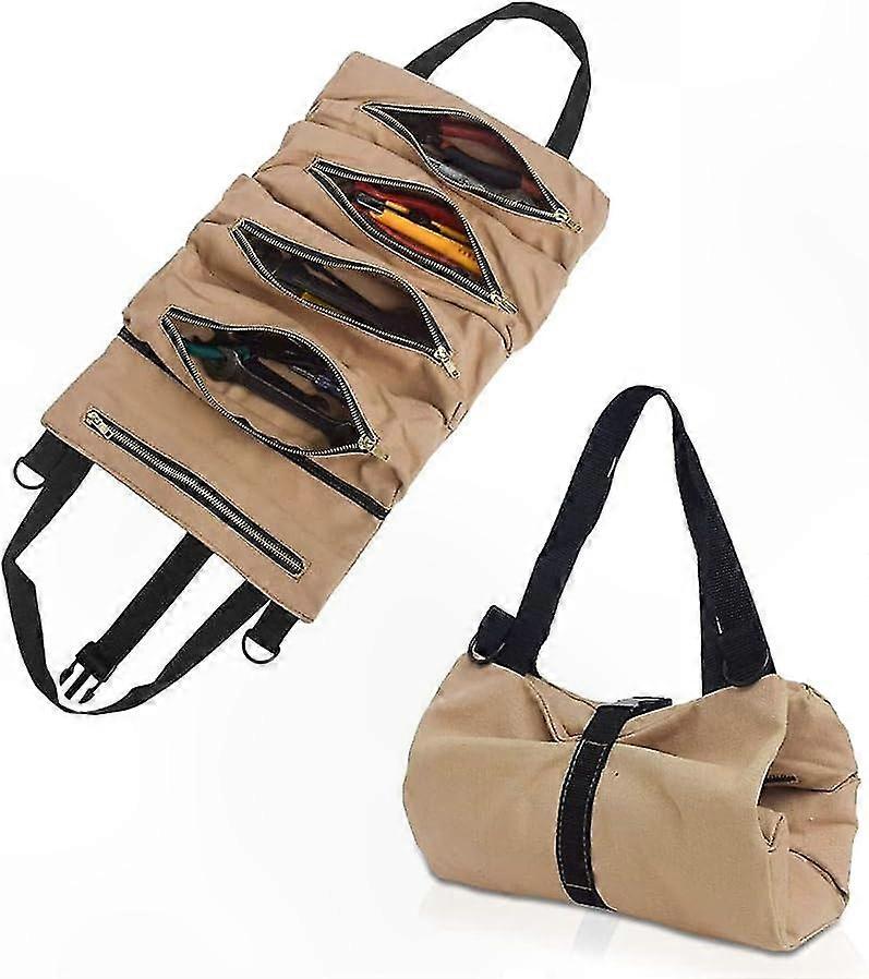 Strapazierfähiges Werkzeugset Aus Canvas, 5 Taschen, Vielseitige Aufbewahrungsmöglichkeiten Für Werkstatt-, Haushalts- Und Elektrowerkzeuge (khaki)