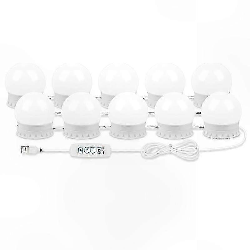 Dimmbare Led-schminkspiegelleuchten Mit Usb-kabel, 10er-pack Selbstklebende Make-up-birnen